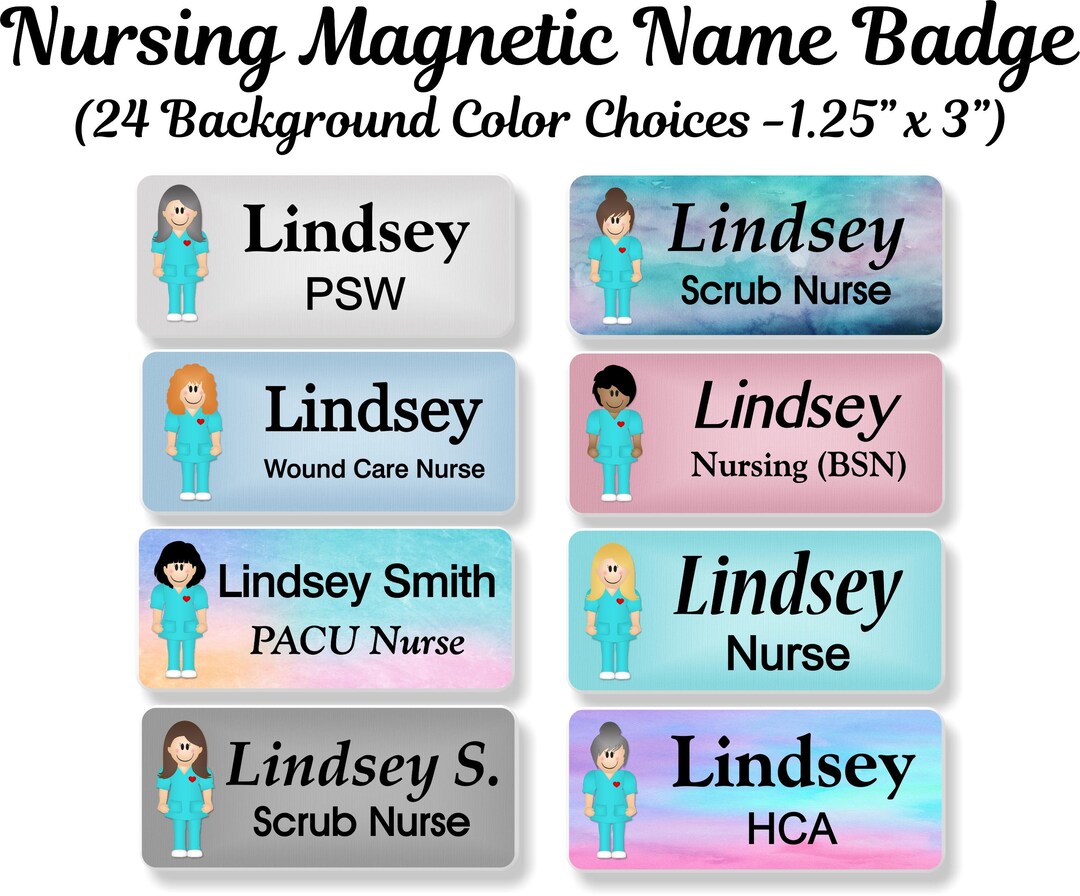 Scrub Nurse Magnetic Name Badge, Personalized Plastic ID Name Tag ...