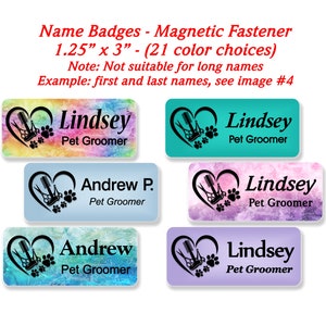 Pet Groomer Name Tag, Magnetic Name Badge, Dog Grooming Identification Tag - PETGROOMER