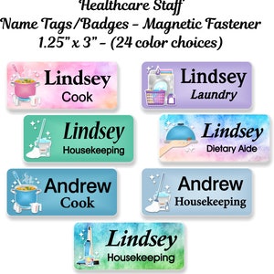 Healthcare Staff Name Badge, Name Tag, Dietary Staff, Housekeeping Staff, Laundry and Cook ID Tag, Magnetic Fastener - HEALTHCARESTAFF1