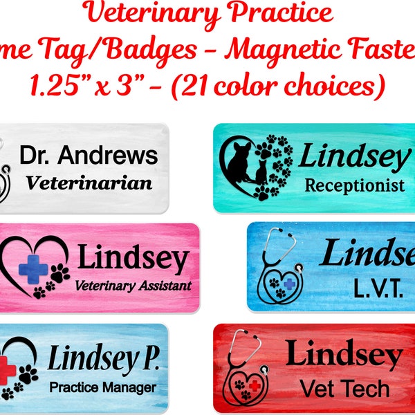 Name Badges Veterinary Etsy