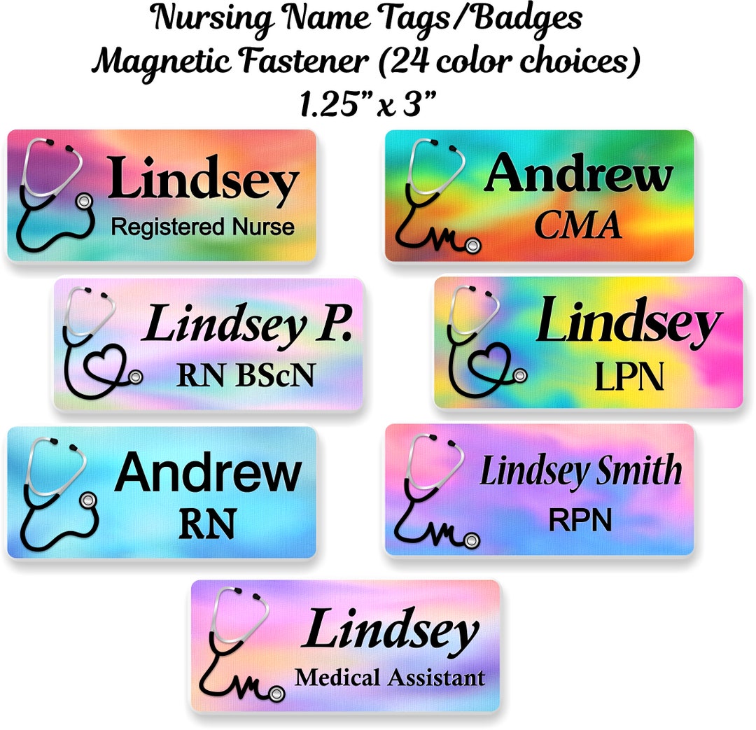 Nursing Name Badge Stethoscope Name Tag Personalized Custom Etsy