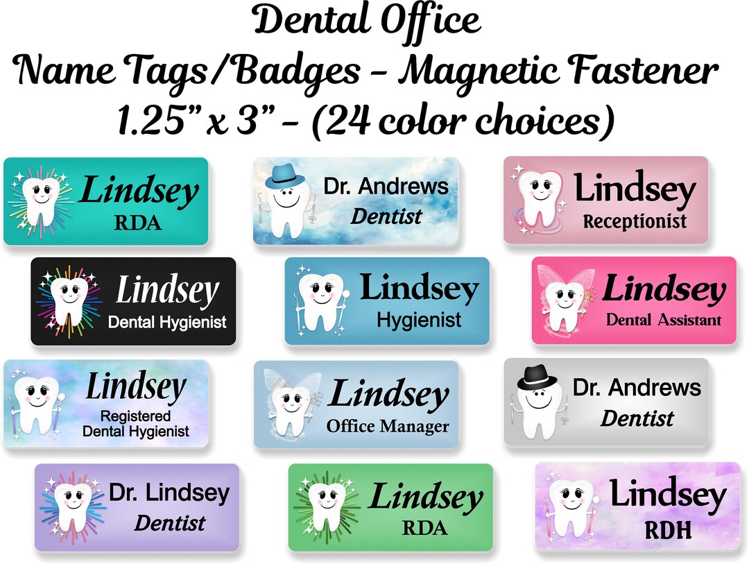 Dental Office Name Badge, Name Tag, Personalized Custom ID Tag ...