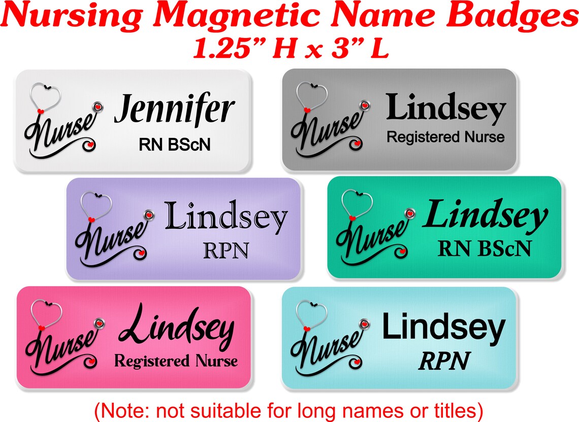 Nursing Name Badge Name Tag Personalized Custom ID Tag Etsy
