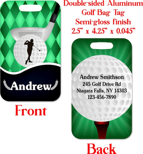 Golf Bag Tag Personalized Custom Aluminum ID Tag Gift Idea Etsy