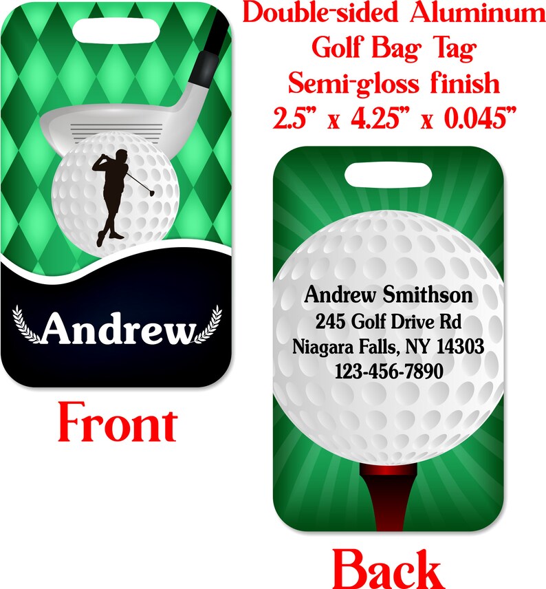 Golf Bag Tag Personalized Custom Aluminum ID Tag Gift Idea Etsy