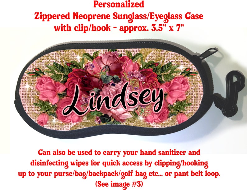 Floral Rose Case Personalized Custom Floral Sunglass Carrying Case Personalized Gift FLORAL1