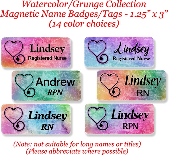 Nursing Name Tag, Name Badge, Personalized Custom ID Tag, Magnetic Fastener  STETHOSCOPE10 