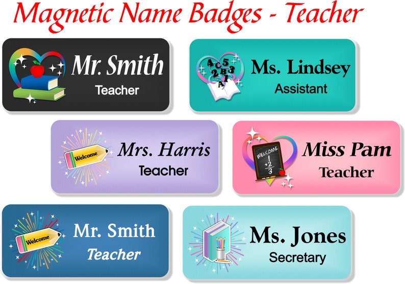 Teacher Name Tag Name Badge Personalized Custom ID Tag Etsy