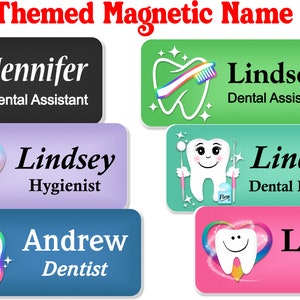 Dental Name Badge, Name Tag, Personalized Custom ID Tag, Magnetic Fastener - DENT1e