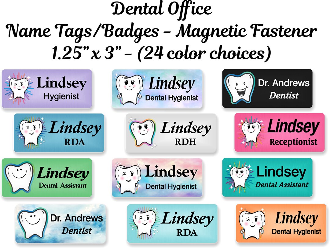 Dental Office Name Tag, Name Badge, Personalized Custom ID Tag ...