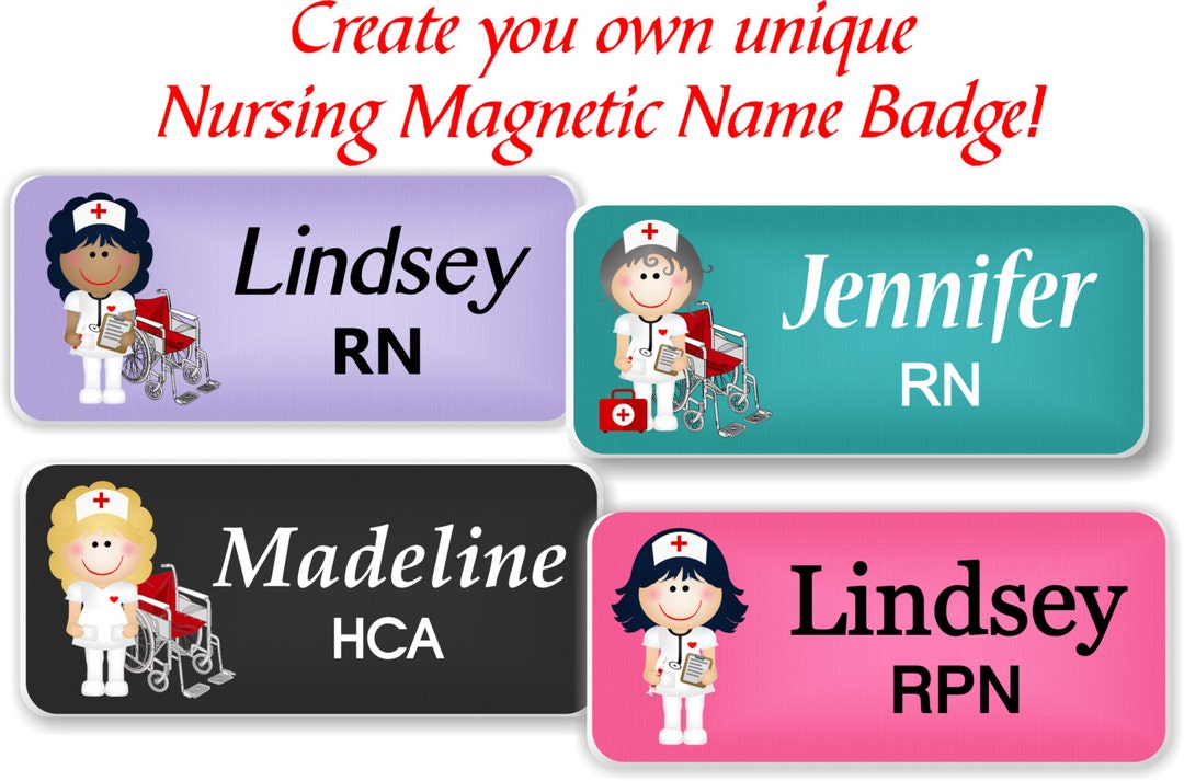 Nursing Staff Name Badge, Name Tag, Personalized Custom ID Tag, Magnetic Fastener STINUR5 - Etsy