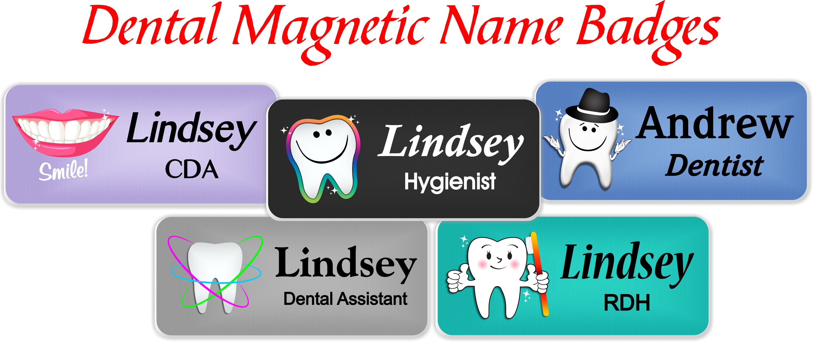 Dental Staff Name Badge Name Tag Personalized Custom ID Etsy