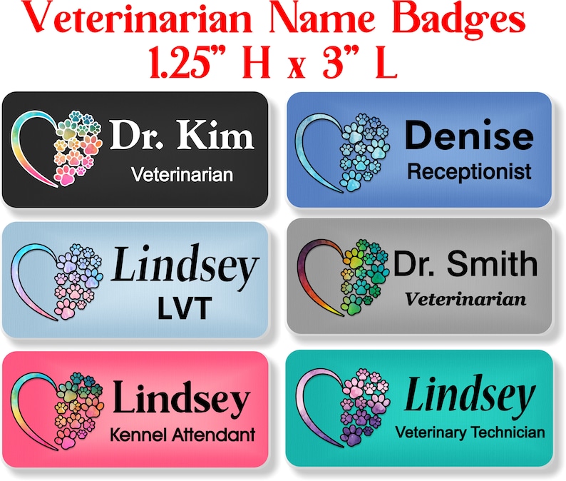 Veterinary Staff Name Badge Name Tag ID Tag Vet Tech Etsy