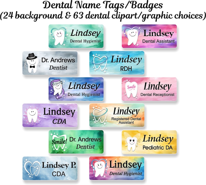 Dental Staff Name Badge, Name Tag, Personalized Custom ID Tag, Magnetic ...