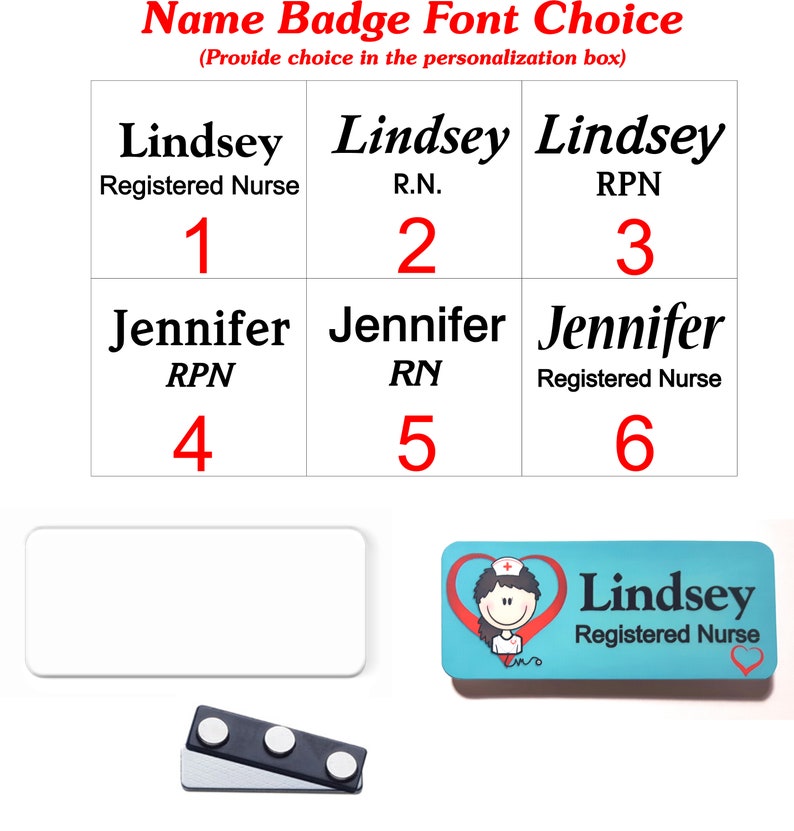 Nursing Staff Name Badge Name Tag Personalized Custom ID Etsy