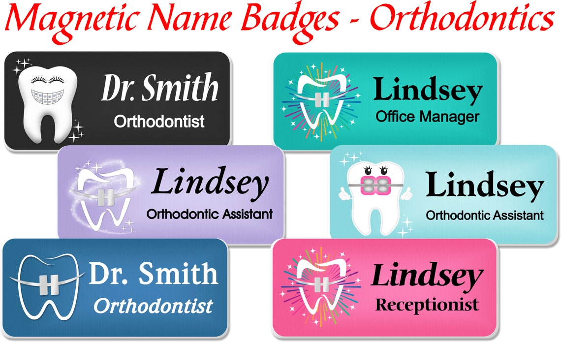 Orthodontic Name Tag Name Badge Personalized Custom ID Tag Etsy