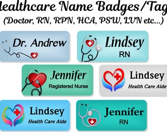 Magnetic Name Badge, Nursing Name Tag, Healthcare Staff ID Tag - STETHOHEART2