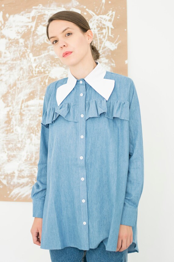 denim plus size shirts