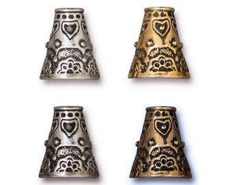 Click for Bulk Discounts Antique Gold or Antique Copper Plated Pewter Heirloom Cone Bead Caps TierraCast Antique Silver