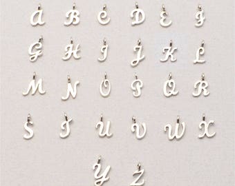 Silver Initial Charm Etsy