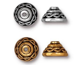 Click for Bulk Discounts Antique Gold or Antique Copper Plated Pewter Heirloom Cone Bead Caps TierraCast Antique Silver