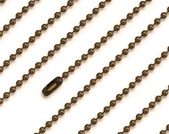 30 Inch Antiqued Copper Stainless Steel 2.4mm Ball Chain with Sausage Clasp, USA Seller (TC804)