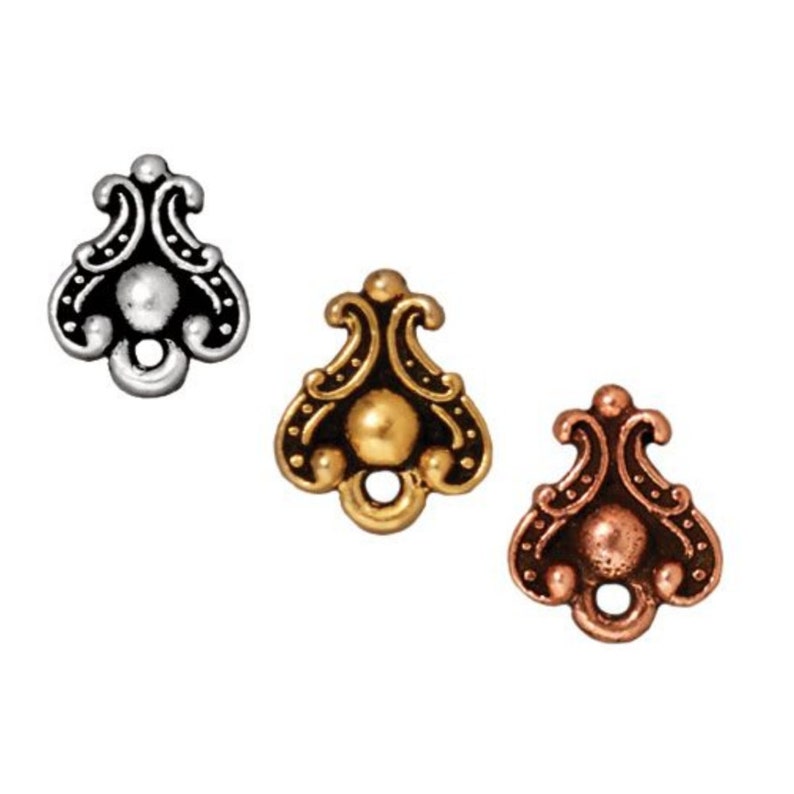Duchess Earring Posts, TierraCast Antique Copper-Plated Pewter, Titanium Post image 3