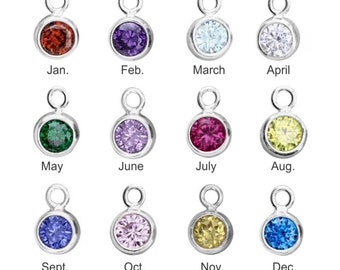 Sterling Silver Birthstone Charms, 4mm CZ Birthstones, Bulk Crystal Charms, USA Seller (S911)