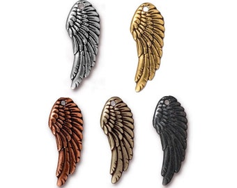 Left Angel Wing Charm, TierraCast Antique Silver, Antique Gold, Antique Copper or Brass Ox Plated Pewter