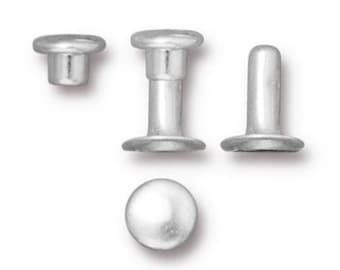 6mm Compression Rivets, TierraCast Bright Silver Plated Brass, Pkg. of 10, Authorized TierraCast Dealer (T362)