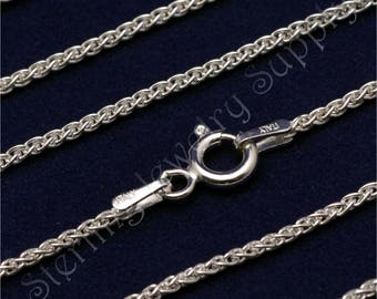 20 Inch Italian Sterling Silver 1.5mm Wheat Chain, Spiga Chain, Solid 925 Sterling Silver Rope Chain, USA Seller (CS111-20)