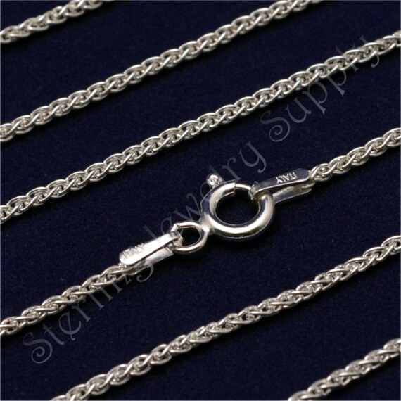 Real Solid 925 Sterling Silver Spiga Rope Wheat Chain Necklace 2