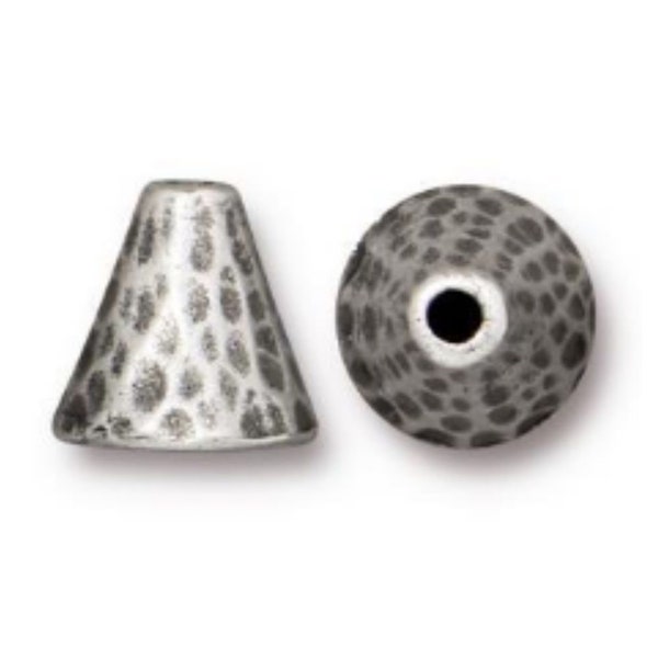 8mm Hammertone Cone Bead Caps, TierraCast Antiqued Pewter (4/pkg.)