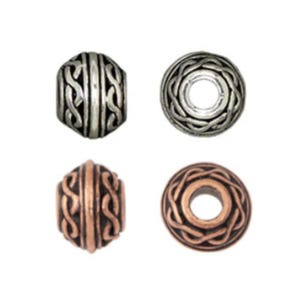 Large Hole Celtic Beads, TierraCast Antique Silver or Antique Copper Plated Pewter