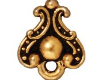 Duchess Earring Posts, TierraCast Antique Gold or Antique Copper-Plated Pewter, Titanium Post