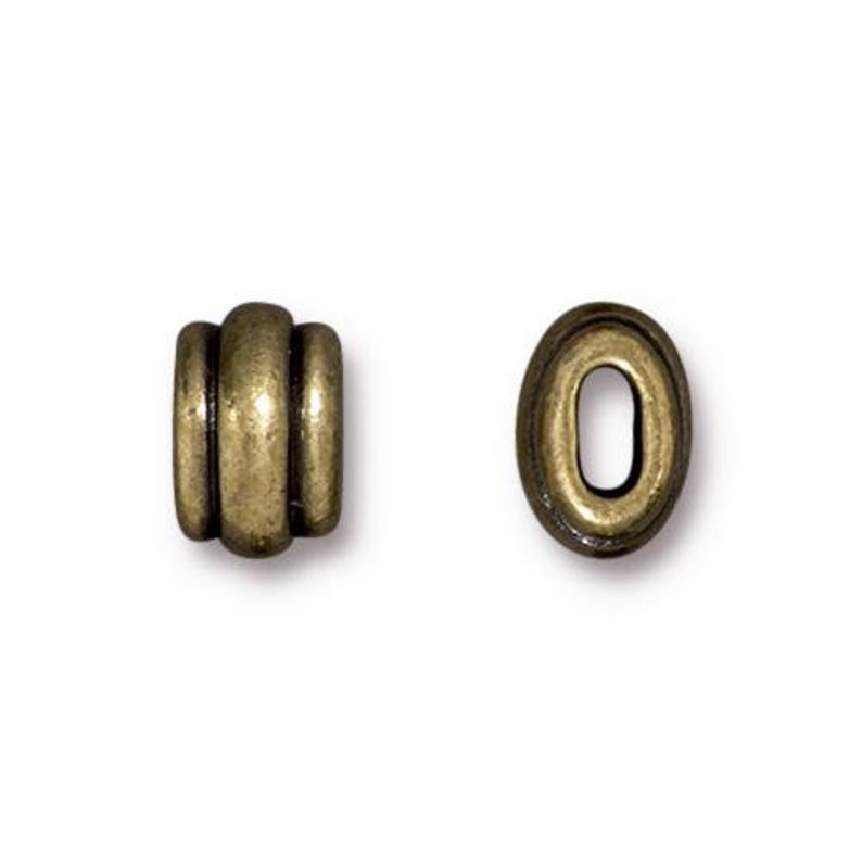 Small Deco Barrel Beads Hole Size 4.7x2.2mm, TierraCast Antique Gold Plated Pewter image 5