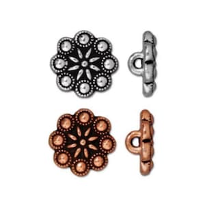 Czech Rosette Buttons TierraCast Antique Copper Plated Pewter