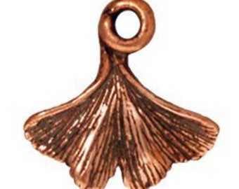 Ginko Leaf Charms, TierraCast Antique Copper-Plated Pewter Charms (4/pkg.)