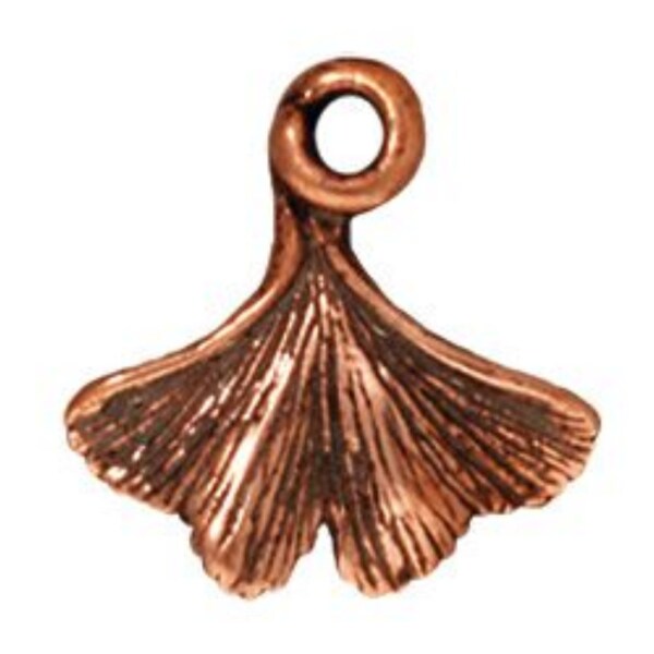 Ginko Leaf Charms, TierraCast Antique Copper-Plated Pewter Charms (4/pkg.)