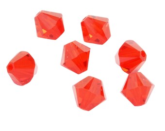 Light Siam Bicone Crystals, 3mm, 4mm, Item 5328, U.S.A. Seller