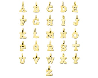TINY Gold Vermeil Block Letter Charms, Initial Charm, Approximately 8mm, Wholesale Letter Charms, Bulk Alphabet Charms (G902)