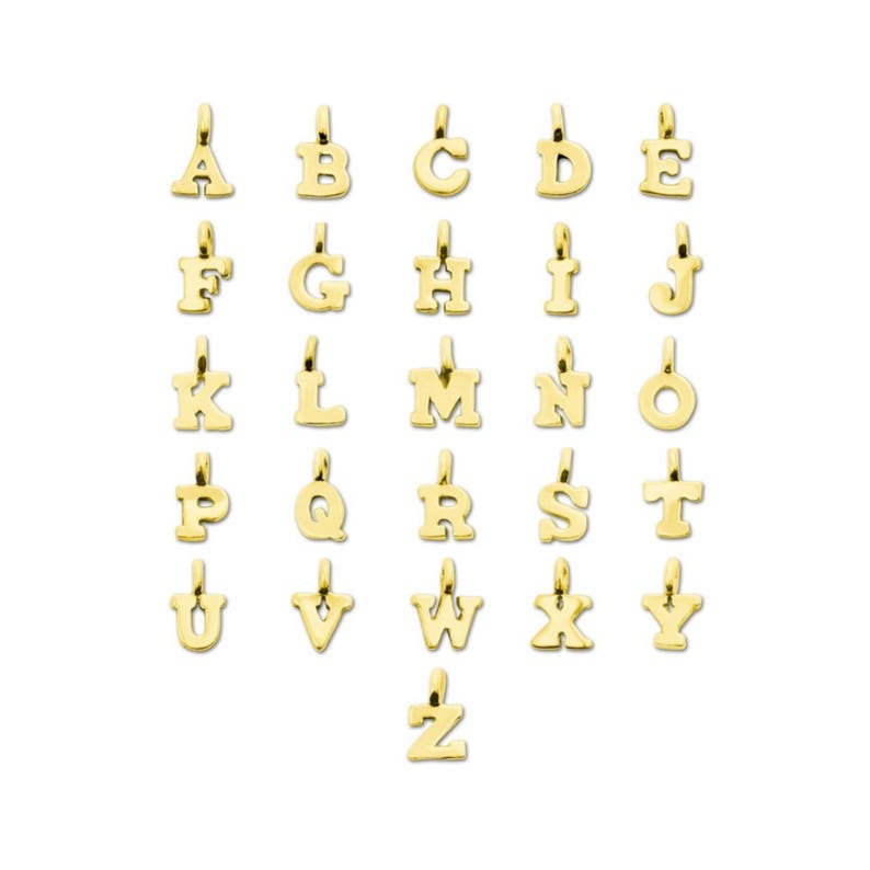 TINY Gold Vermeil Block Letter Charms Initial Charm Etsy