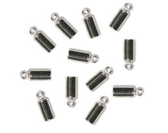 3mm Silver Plated Barrel Cord Ends, Kumihimo End Caps (Pkg. of 12)