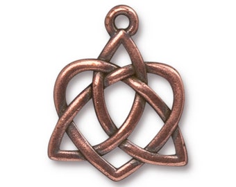 Large Celtic Open Heart Pendants, TierraCast Antique Copper-Plated Double-Sided Heart Charm (2/pkg.)