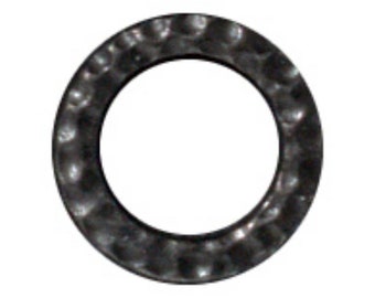 Small Hammertone Rings 8.6mm, TierraCast Brass Ox or Black Plated Pewter