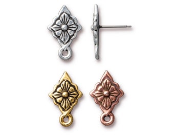 Reina Earring Posts, TierraCast Antique Silver, Antique Gold or Antique Copper-Plated Pewter, Keep the Faith Collection