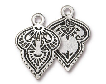 Mehndi Charms, TierraCast Antique Silver or Brass Ox-Plated Pewter