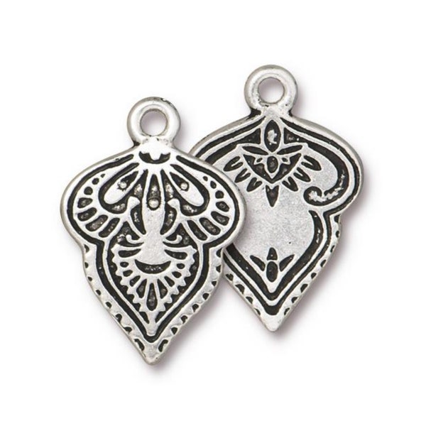 Mehndi Charms, TierraCast Antique Silver or Brass Ox-Plated Pewter