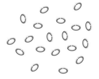 3x2mm Oval 24 Gauge Sterling Silver Open Jump Rings, 50 Pieces