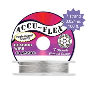 Accu-Flex Beading Wire Nylon and Stainless Steel, Clear 7 Strand, 0.024 Inch, 100 ft., USA Seller (WR114)